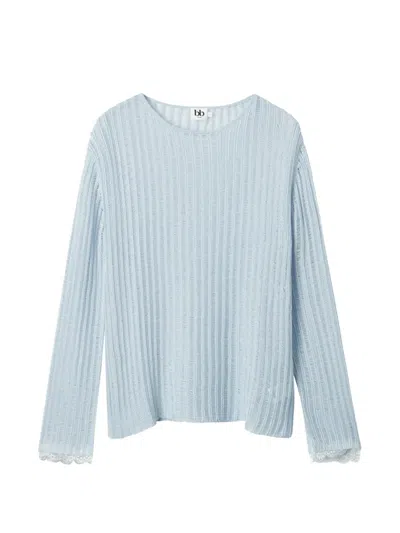 B+ab Pullover Mit Spitzenbesatz In Blue