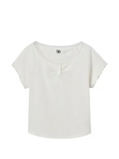 B+ab Lace-trim Ribbed T-shirt In White