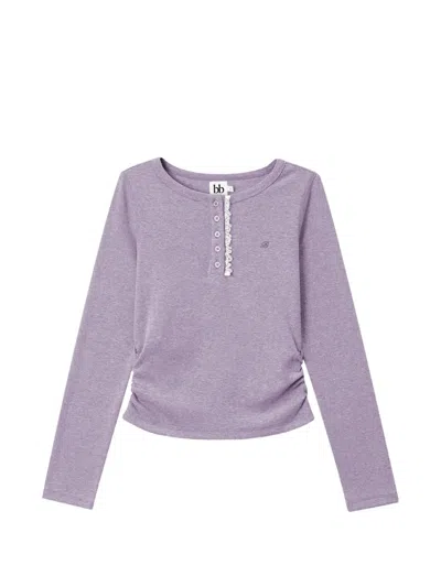 B+ab Lace-trim Ruched T-shirt In Purple