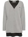B+ab Layered Button-up Cardigan In Grey