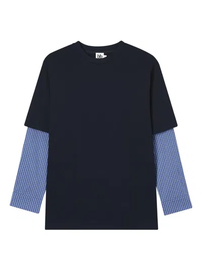 B+ab Layered Cotton T-shirt In Blue
