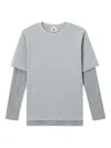 B+ab Layered Cotton T-shirt In Gray