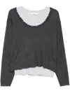B+ab Layered Raw-edge Knitted Top In Grey