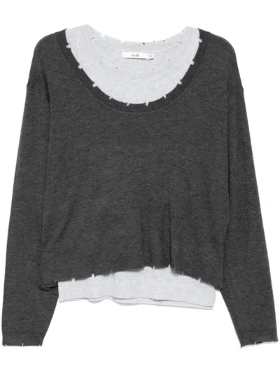 B+ab Layered Raw-edge Knitted Top In Grey