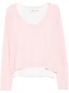 B+ab Layered Raw-edge Knitted Top In Rosa