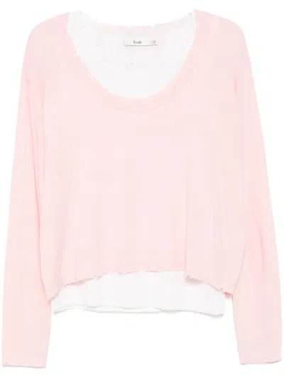 B+ab Layered Raw-edge Knitted Top In Rosa
