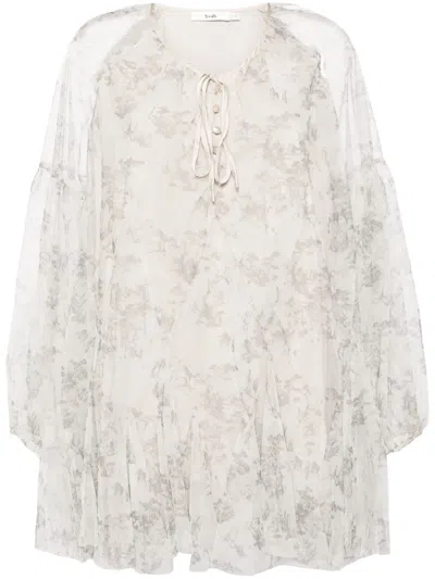 B+ab Layered Semi-sheer Minidress In 白色