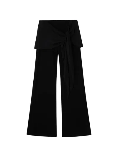 B+ab Layered Tie-detail Trousers In Black