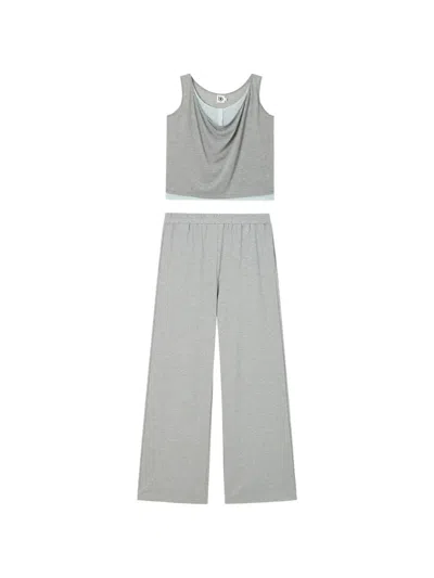 B+ab Layered-effect Draped Top And Trousers Set In Gray