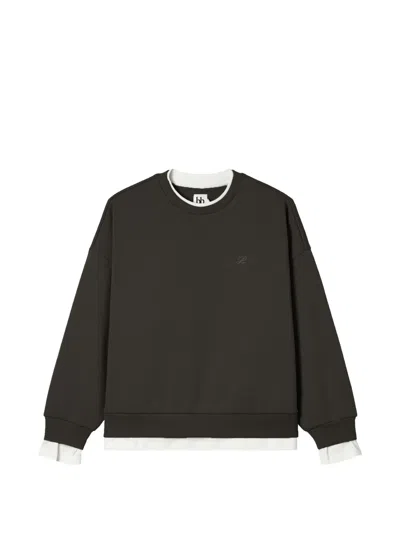 B+ab Layered-effect Logo-embroidered Sweater In Gray