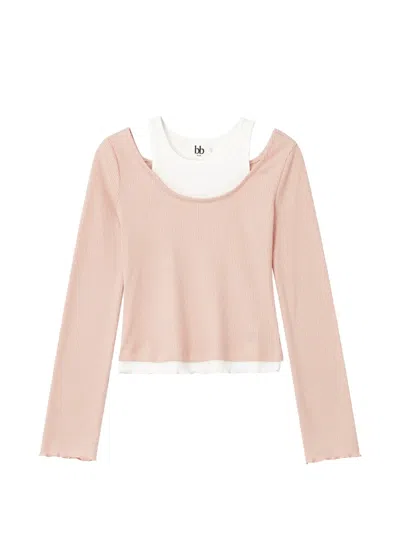 B+ab Layered-effect Long-sleeve T-shirt In Pink