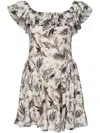 B+ab Leaf-print Off-shoulder Minidress In White