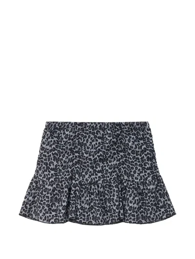 B+ab Leopard-print Ruffled Mini Skirt In Black