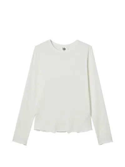 B+ab Lettuce-hem Long-sleeve T-shirt In White