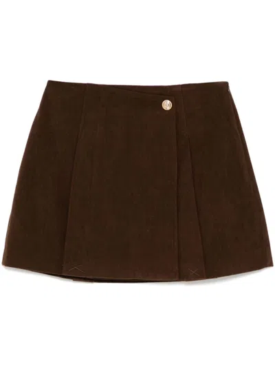 B+ab Logo Embossed Button A-line Skirt In Braun