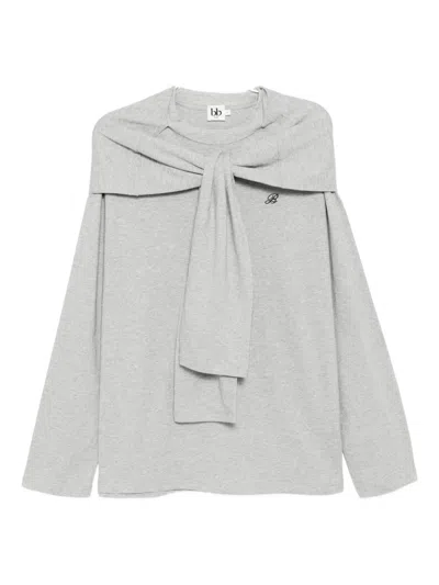 B+ab Logo-embroidered Top In Gray
