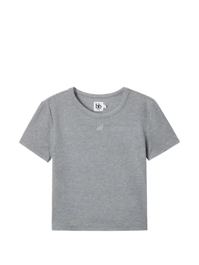 B+ab Logo-detail Ribbed T-shirt In Gray