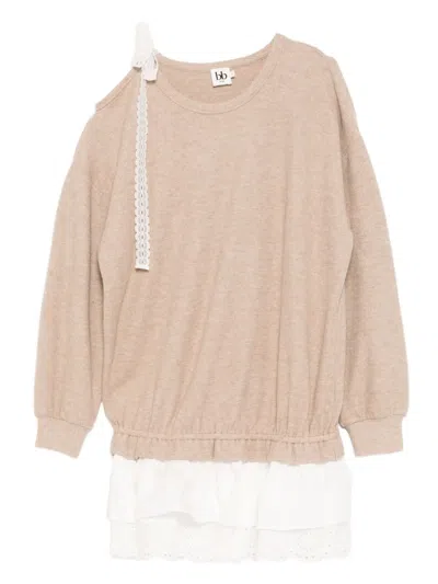 B+ab Long-sleeved Knitted Dress In Neutral