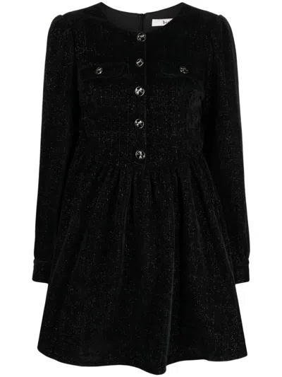 B+ab Metallic-threading Long-sleeve Dress In Black