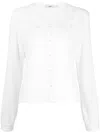 B+ab Open-knit Button-down Cardigan In White