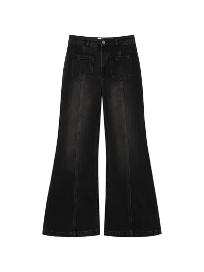 B+ab Panelled Flared Jeans In Black
