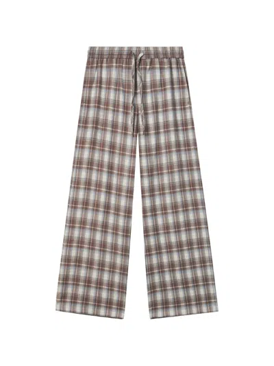 B+ab Plaid Wide-leg Trousers In Brown