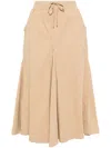 B+ab Pleated High-waisted Cotton Skirt In Braun