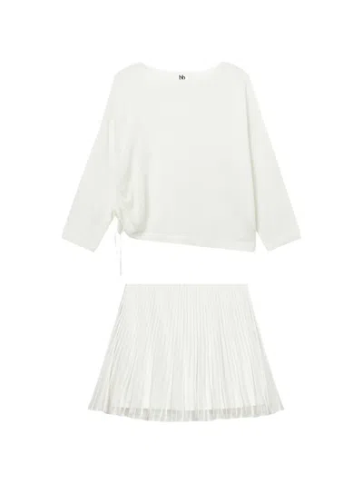 B+ab Pleated Mini Skirt Set In White