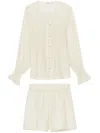 B+ab Pleated Shirred-effect Short Set In Neutrals