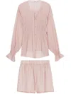 B+ab Pleated Shirred-effect Short Set In Pink