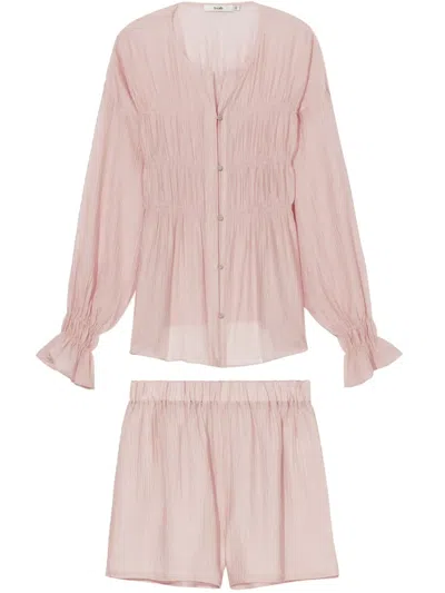 B+ab Pleated Shirred-effect Short Set In Pink