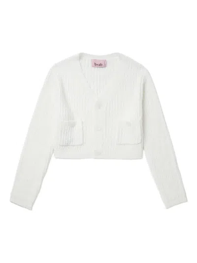 B+ab Pocket-detail Ribbed Cardigan In White