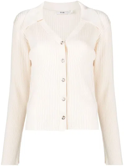 B+ab Pointed-flat Collar Button-down Cardigan In Nude