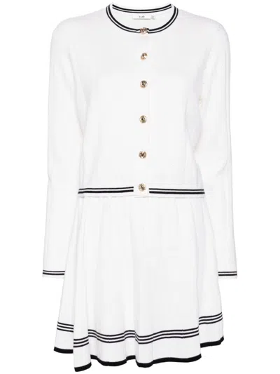 B+ab Pointelle-knitted Skirt Suit In Neutrals
