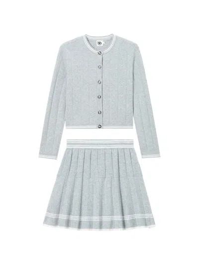 B+ab Pointelle-knit Pleated Set In Animal Print