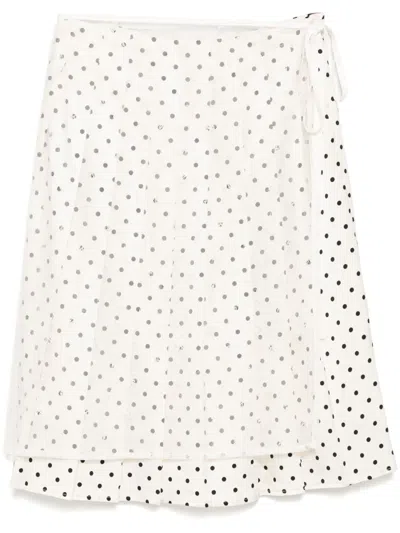 B+ab Polka Dot Wrap Midi Skirt In White