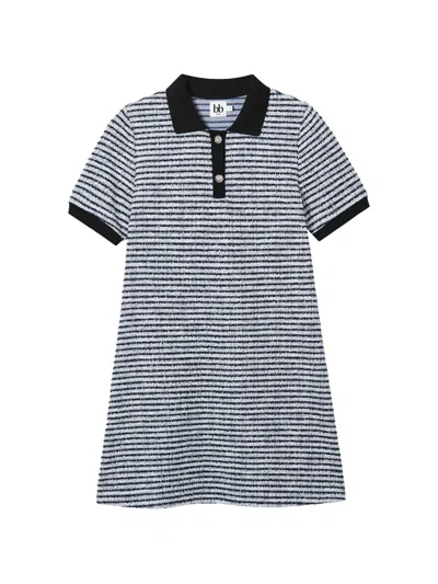 B+ab Polo-collar Striped Dress In Blue