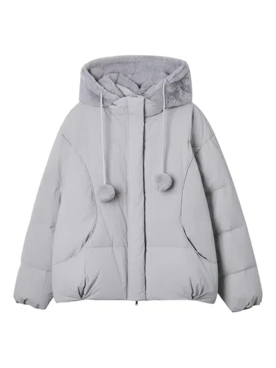 B+ab Pompom-detail Puffet Jacket In Gray