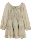 B+ab Puff-sleeve Minidress In Neutrals