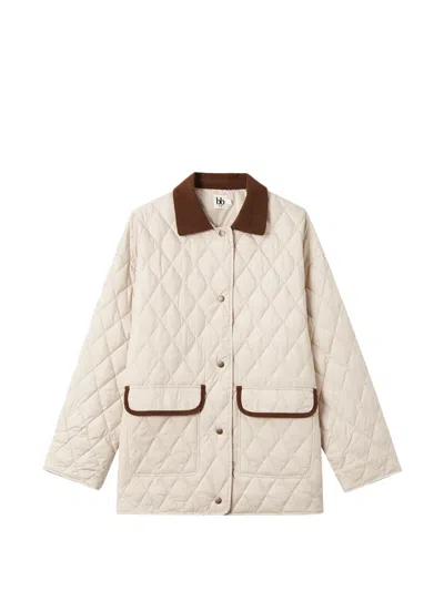 B+ab Quilted Corduroy-collar Jacket In Neutral