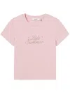 B+ab Rhinestone-slogan Crew-neck T-shirt In Pink