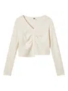 B+ab Ribbed Buttoned Cardigan In Neutral