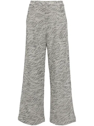B+ab Ribbed-knit Flared Trousers In 黑色