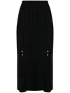 B+AB RIBBED-KNIT FRONT-SLIT SKIRT