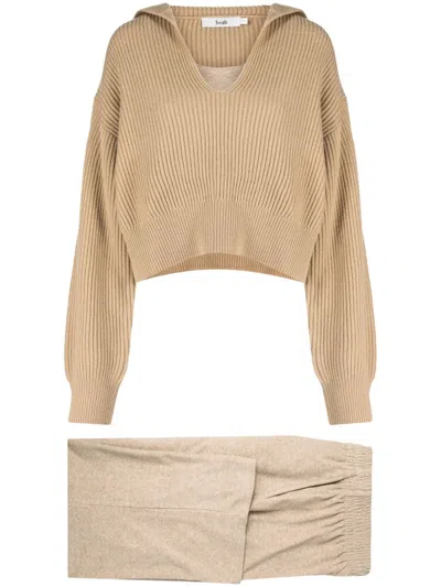 B+ab Ribbed-knit Two-piece Set In Neutrals