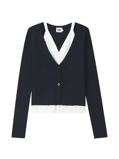 B+ab Ribbed Layered Cardigan In Blue