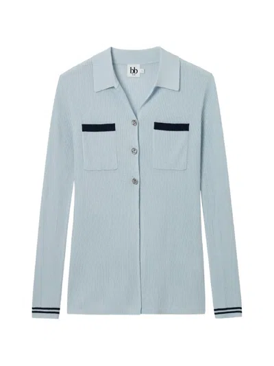 B+ab Ribbed-knit Button-up Cardigan In Blue