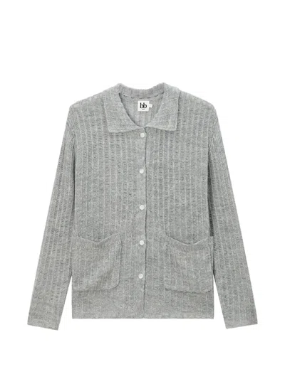 B+ab Ribbed-knit Cardigan In Gray