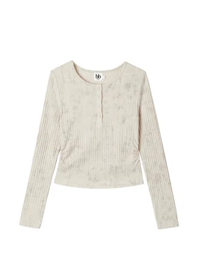 B+ab Ribbed-knit Henley Sweater In Neutrals