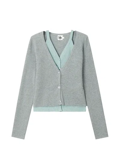 B+ab Ribbed-knit Layered Cardigan In Gold